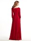 cheap Mother of the Bride Dresses-Sheath / Column Mother of the Bride Dress Elegant Scoop Neck Floor Length Chiffon 3/4 Length Sleeve with Criss Cross Beading 2021