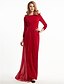 cheap Mother of the Bride Dresses-Sheath / Column Mother of the Bride Dress Elegant Scoop Neck Floor Length Chiffon 3/4 Length Sleeve with Criss Cross Beading 2021
