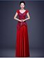 cheap Evening Dresses-Ball Gown Formal Evening Dress V Neck Floor Length Chiffon Lace with Lace Sash / Ribbon Beading 2020