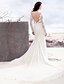 cheap Wedding Dresses-Wedding Dresses Mermaid / Trumpet V Neck Long Sleeve Chapel Train Lace Bridal Gowns With Lace 2023