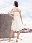 Χαμηλού Κόστους Νυφικά Φορέματα-Φορεματα για γαμο Γραμμή Α Με Κόσμημα Αμάνικο Μέχρι το γόνατο Οργάντζα Νυφικά φορέματα Με Πιασίματα Λουλούδι 2023