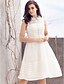 cheap Wedding Dresses-Wedding Dresses A-Line Jewel Neck Sleeveless Knee Length Organza Bridal Gowns With Ruched Flower 2023