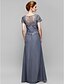 cheap Mother of the Bride Dresses-Sheath / Column V Neck Floor Length Chiffon / Lace Mother of the Bride Dress with Lace by LAN TING BRIDE®