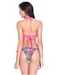 cheap Women&#039;s Swimwear &amp; Bikinis-Women&#039;s Tassel Halter Pink Tassels Stripe Push Up Bikini Set