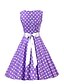 abordables Robes Femme-Femme Patineuse Sans Manches Rétro Vintage Pois Col Rond Coton Ceinture Incluse Standard Violet S M L XL XXL