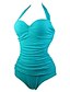 cheap One-piece swimsuits-Women&#039;s Halter Neck Wine Light Blue Royal Blue Briefs One-piece Swimwear - Solid Colored M L XL Wine / Padded Bras