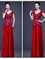 cheap Evening Dresses-Ball Gown Formal Evening Dress V Neck Floor Length Chiffon Lace with Lace Sash / Ribbon Beading 2020