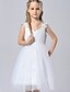 cheap Flower Girl Dresses-A-Line Knee Length Flower Girl Dress - Polyester / Tulle Sleeveless V Neck with by