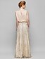 cheap Mother of the Bride Dresses-Sheath / Column Jewel Neck Floor Length Chiffon / Lace Mother of the Bride Dress with Lace by LAN TING BRIDE®