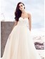olcso Menyasszonyi ruhák-Esküvői ruhák A-vonalú Szív-alakú Pánt nélküli Udvariuszály Tüll Menyasszonyi ruhák Val vel Gyöngydíszítés Cakkos 2023
