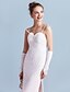 cheap Wedding Dresses-Sheath / Column Wedding Dresses Spaghetti Strap Floor Length Chiffon Sleeveless with Ruched Beading Split 2020