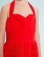 cheap Junior Bridesmaid Dresses-A-Line Halter Neck Tea Length Chiffon Junior Bridesmaid Dress with Criss Cross / Ruched