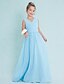 cheap Junior Bridesmaid Dresses-Sheath / Column Floor Length V Neck Chiffon Junior Bridesmaid Dresses&amp;Gowns With Criss Cross Blue Kids Wedding Guest Dress 4-16 Year