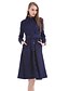 cheap Women&#039;s Dresses-Women&#039;s Casual / Daily Simple Sheath Dress - Solid Colored Shirt Collar All Seasons Dark Blue