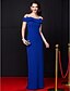 cheap Evening Dresses-Sheath / Column Elegant Dress Wedding Guest Floor Length Sleeveless Off Shoulder Chiffon with Bow(s) 2022 / Formal Evening