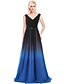cheap Evening Dresses-A-Line Prom Formal Evening Dress V Neck Sleeveless Floor Length Chiffon with Sash / Ribbon Ruched 2020 / Color Gradient