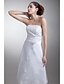 cheap Wedding Dresses-A-Line Strapless Tea Length Lace Made-To-Measure Wedding Dresses with Sash / Ribbon / Flower by LAN TING BRIDE® / Little White Dress