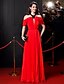 cheap Special Occasion Dresses-A-Line Celebrity Style Cut Out Keyhole Prom Formal Evening Dress Jewel Neck Sleeveless Floor Length Chiffon with Beading Draping 2020