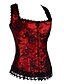 voordelige Korsetten en shapewear-Korset Dames Normaal Overbuste korset Jacquard Veters Kant Polyester Kerstmis Rood / Sexy