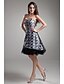 זול שמלות שושבינה-גזרת A סטרפלס א-סימטרי תחרה שמלה לשושבינה  עם דוגמא \ הדפס