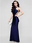 cheap Special Occasion Dresses-Sheath / Column Prom Formal Evening Dress Jewel Neck Sleeveless Floor Length Charmeuse with Pleats