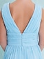 cheap Junior Bridesmaid Dresses-Sheath / Column Floor Length V Neck Chiffon Junior Bridesmaid Dresses&amp;Gowns With Criss Cross Blue Kids Wedding Guest Dress 4-16 Year