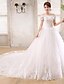 cheap Wedding Dresses-Ball Gown Bateau Neck Chapel Train Satin / Tulle Made-To-Measure Wedding Dresses with Crystal / Sequin by