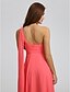 cheap Bridesmaid Dresses-A-Line Bridesmaid Dress One Shoulder Sleeveless Elegant Floor Length Georgette with Criss Cross