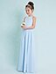 cheap Junior Bridesmaid Dresses-Sheath / Column Floor Length Junior Bridesmaid Dress Chiffon Sleeveless Halter Neck with Sash / Ribbon 2022 / Natural