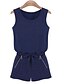 お買い得  レディース ジャンプスーツ&amp;ロンパース-Women&#039;s Solid Blue Jumpsuits , Vintage / Casual / Day Round Neck Sleeveless