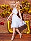 tanie Sukienki na specjalne okazje-Dwuczęściowa Elegancja Dwuczęściowa Śłodkie Wyjazd w rodzinne strony Studniówka Sukienka Halter Bez rękawów Do kolan Koronka Satyna z Koraliki Koronkowa wstawka 2020