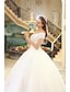 cheap Wedding Dresses-Wedding Dresses Ball Gown Off Shoulder Short Sleeve Floor Length Lace Over Tulle Bridal Gowns With Beading Appliques 2024