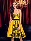 Χαμηλού Κόστους Φορέματα για Ειδικές Περιστάσεις-Γραμμή Α Εφαρμοστό &amp; Εμβαζέ Μπλοκ χρωμάτων Κοκτέιλ Πάρτι Χοροεσπερίδα Εταιρικό πάρτι Φόρεμα Καρδιά Αμάνικο Μέχρι το γόνατο Δαντέλα Σατέν με Δαντέλα 2020