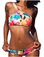 cheap Women&#039;s Swimwear &amp; Bikinis-Women&#039;s Swimwear Bikini Swimsuit Floral Rainbow Halter Neck Bathing Suits Floral Cutouts