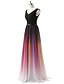 Χαμηλού Κόστους Βραδινά Φορέματα-Γραμμή Α Χοροεσπερίδα Επίσημο Βραδινό Φόρεμα Λαιμόκοψη V Αμάνικο Μακρύ Σιφόν με Ζώνη / Κορδέλα Πιασίματα 2020 / Διαβάθμιση χρώματος
