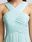 Χαμηλού Κόστους Φορέματα Παρανύμφων-θήκη / κολόνα φόρεμα παράνυμφου χιαστί μπροστά αμάνικο ανοιχτό πίσω μήκος ζορζέτα με σταυρό