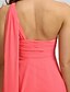 cheap Bridesmaid Dresses-A-Line Bridesmaid Dress One Shoulder Sleeveless Elegant Floor Length Georgette with Criss Cross