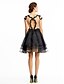 Χαμηλού Κόστους Φορέματα ειδικών περιστάσεων-Γραμμή Α / Εφαρμοστό &amp; Εμβαζέ Λαιμόκοψη V Μέχρι το γόνατο Δαντέλα / Οργάντζα Φόρεμα με Δαντέλα με TS Couture®