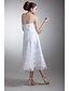 cheap Wedding Dresses-A-Line Strapless Tea Length Lace Made-To-Measure Wedding Dresses with Sash / Ribbon / Flower by LAN TING BRIDE® / Little White Dress