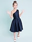cheap Junior Bridesmaid Dresses-A-Line Knee Length One Shoulder Satin Junior Bridesmaid Dresses&amp;Gowns With Sash / Ribbon Kids Wedding Guest Dress 4-16 Year