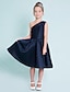 cheap Junior Bridesmaid Dresses-A-Line Knee Length One Shoulder Satin Junior Bridesmaid Dresses&amp;Gowns With Sash / Ribbon Kids Wedding Guest Dress 4-16 Year