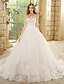cheap Wedding Dresses-A-Line Strapless Court Train Tulle Made-To-Measure Wedding Dresses with Beading by