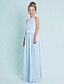 cheap Junior Bridesmaid Dresses-Sheath / Column Floor Length Junior Bridesmaid Dress Chiffon Sleeveless Halter Neck with Sash / Ribbon 2022 / Natural