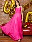 billige Robes de bal de promo-Sheath / Column Elegant Prom Formal Evening Dress Straps Sleeveless Sweep / Brush Train Chiffon with Beading Side Draping 2020