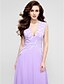 cheap Prom Dresses-A-Line Elegant Prom Formal Evening Dress V Neck Sleeveless Sweep / Brush Train Chiffon with Sash / Ribbon Pleats