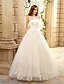 cheap Wedding Dresses-A-Line Bateau Neck Floor Length Tulle Made-To-Measure Wedding Dresses with Appliques by / See-Through