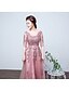 cheap Evening Dresses-A-Line Open Back Formal Evening Dress Jewel Neck Half Sleeve Floor Length Lace Tulle with Lace 2020