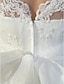 baratos Vestidos de Casamento-A-Line Wedding Dresses V Neck Ankle Length Organza Sheer Lace Half Sleeve Country Casual Vintage See-Through Illusion Sleeve with Bowknot Lace Sash / Ribbon 2022