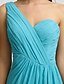 cheap Bridesmaid Dresses-Sheath / Column Bridesmaid Dress One Shoulder Sleeveless Elegant Ankle Length Georgette with Criss Cross