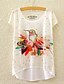 cheap Women&#039;s T-shirts-Women&#039;s Sports T-shirt Floral Flower Short Sleeve Tops Cotton Active White